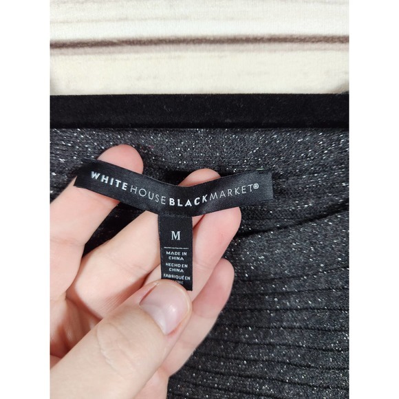 White House Black Market Womens Gray Round Neck Long Sleeve Sweaters Size Medium - Picture 3 of 6